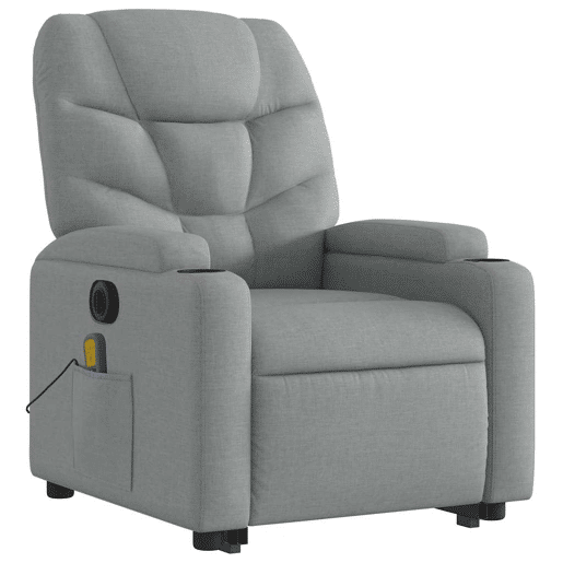 Poltrona elétrica reclinável massagens - Poltrona relax tecido cinzento-claro