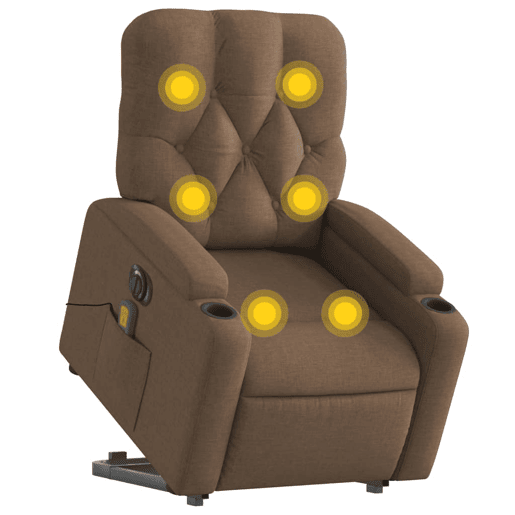 Poltrona elétrica elevatória massagens - Poltrona relax tecido castanho
