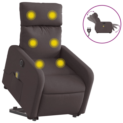 Poltrona elétrica massagens - Poltrona relax tecido castanho-escuro