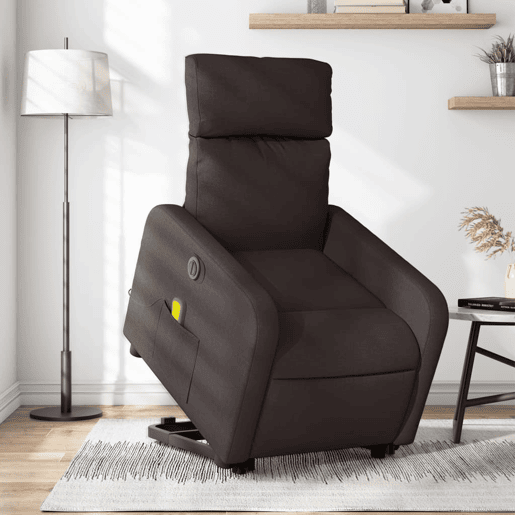 Poltrona elétrica massagens - Poltrona relax tecido castanho-escuro