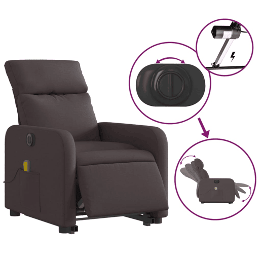 Poltrona elétrica massagens - Poltrona relax tecido castanho-escuro