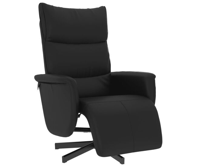 Sillón reclinable - sillón relax con reposapiés cuero sintético negro