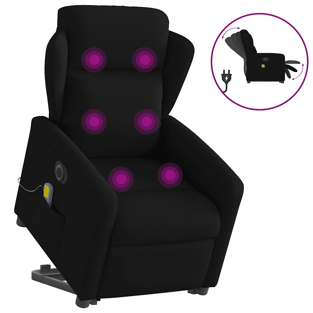 Sillón de masaje eléctrico reclinable - sillón relax elevable tela negro