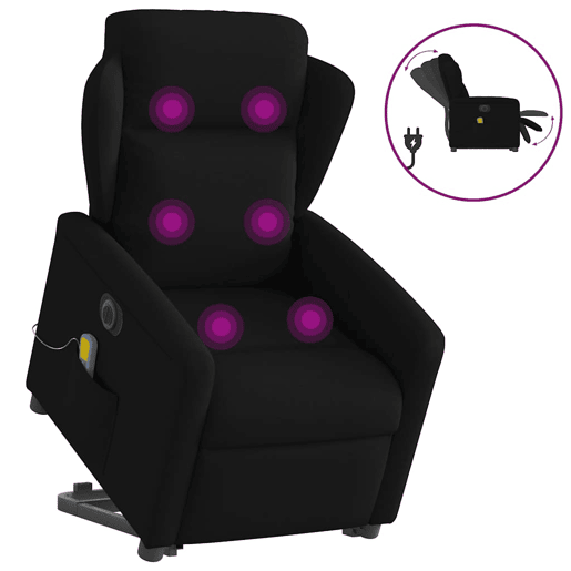 Poltrona elétrica elevatória massagens - Poltrona relax tecido preto