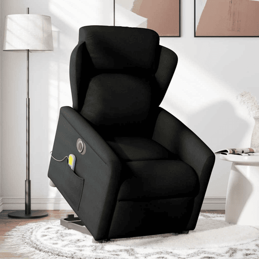 Poltrona elétrica elevatória massagens - Poltrona relax tecido preto