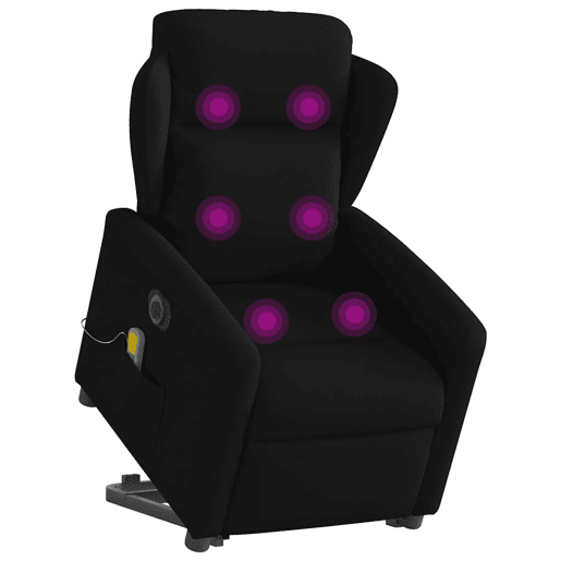 Poltrona elétrica elevatória massagens - Poltrona relax tecido preto