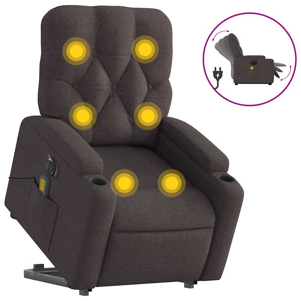 Sillón masaje eléctrico reclinable - sillón relax elevable tela marrón oscuro