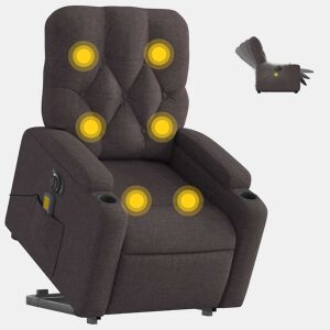 Poltrona elétrica massagens - Poltrona relax tecido castanho-escuro