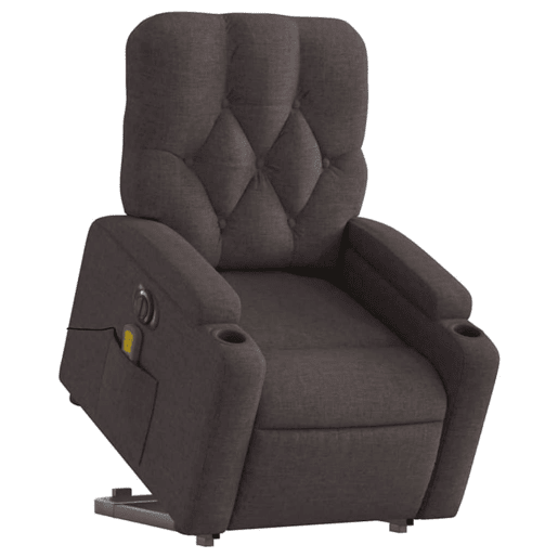 Poltrona elétrica massagens - Poltrona relax tecido castanho-escuro Poltrona elétrica massagens - Poltrona relax tecido castanho-escuro