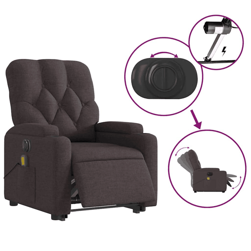 Poltrona elétrica massagens - Poltrona relax tecido castanho-escuro Poltrona elétrica massagens - Poltrona relax tecido castanho-escuro