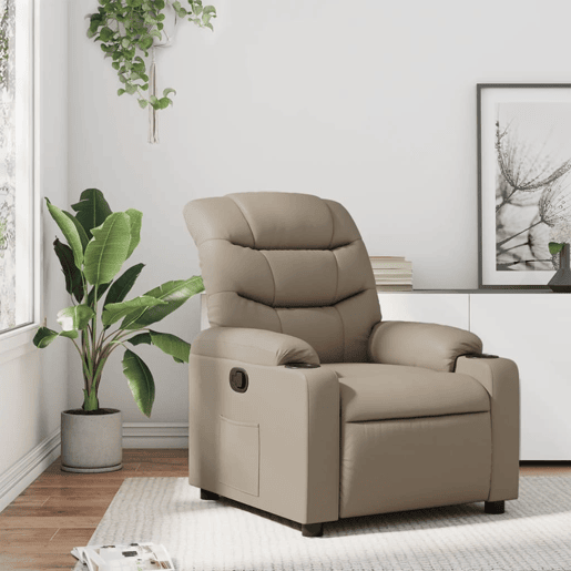 Poltrona reclinável - Poltrona relax couro artificial cor cappuccino