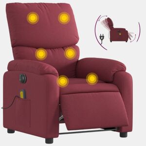 Poltrona reclinável de massagens - Poltrona relax elétrica tecido vermelho tinto