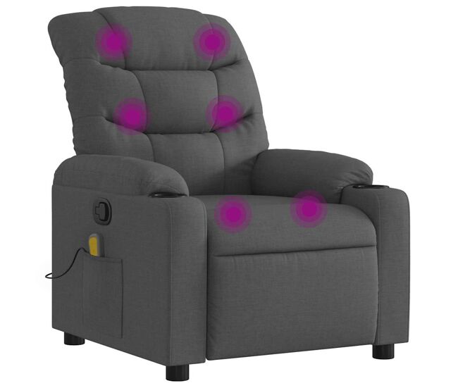 Sillón de masaje reclinable - sillón relax de tela gris oscuro