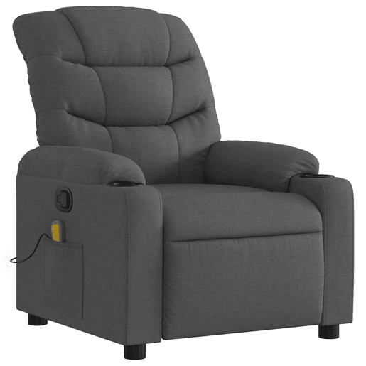 Poltrona de massagens reclinável - Poltrona relax tecido cinzento-escuro