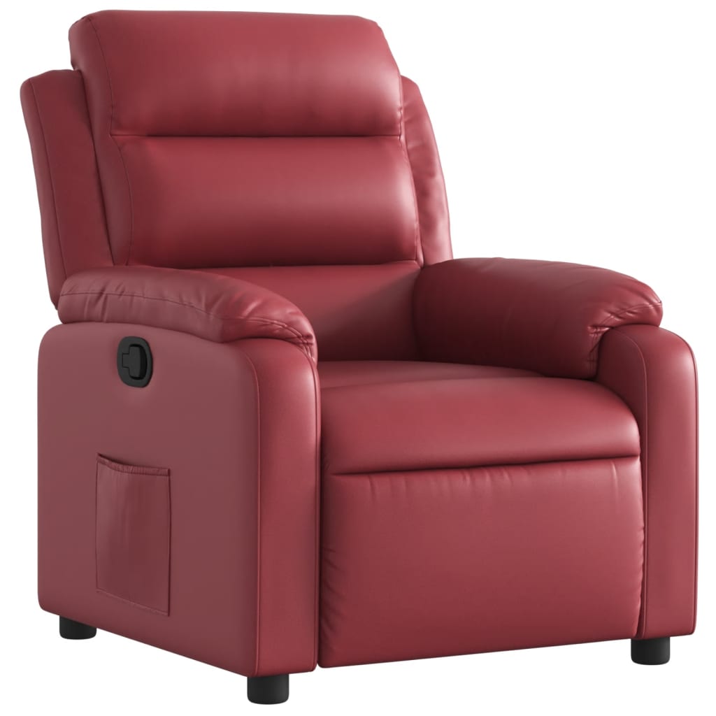sillon reclinable - sillon relax de cuero sintetico rojo tinto