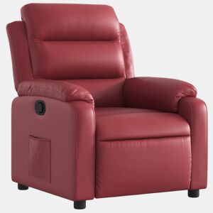 Poltrona reclinável - Poltrona relax couro artificial vermelho tinto