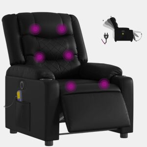 Poltrona massagens reclinável - Poltrona relax elétrica couro artificial preto