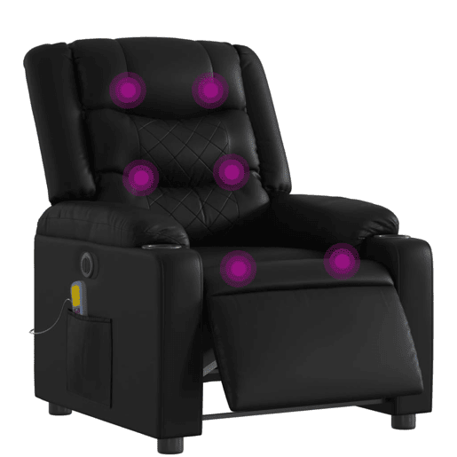 Poltrona massagens reclinável - Poltrona relax elétrica couro artificial preto