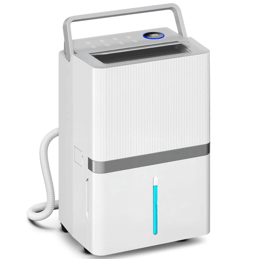 HOMCOM Desumidificador 35LDia para Áreas de 40-90 m² Indicador de Humidade Depósito de 5,5 Litros Drenagem Contínua Temporizador 24h Ecrã LED Secagem de Roupa 35,5x27,5x52,2 cm Branco