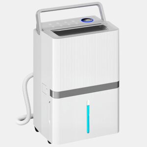 HOMCOM Desumidificador 35LDia para Áreas de 40-90 m² Indicador de Humidade Depósito de 5,5 Litros Drenagem Contínua Temporizador 24h Ecrã LED Secagem de Roupa 35,5x27,5x52,2 cm Branco