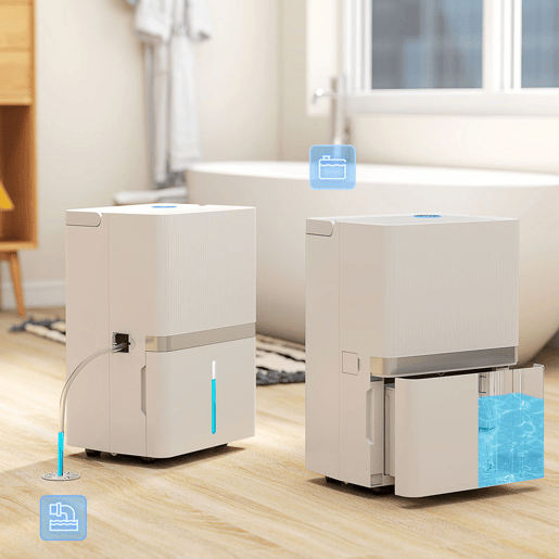 HOMCOM Desumidificador 35LDia para Áreas de 40-90 m² Indicador de Humidade Depósito de 5,5 Litros Drenagem Contínua Temporizador 24h Ecrã LED Secagem de Roupa 35,5x27,5x52,2 cm Branco