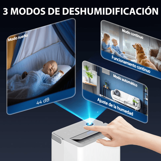 HOMCOM Desumidificador 35LDia para Áreas de 40-90 m² Indicador de Humidade Depósito de 5,5 Litros Drenagem Contínua Temporizador 24h Ecrã LED Secagem de Roupa 35,5x27,5x52,2 cm Branco