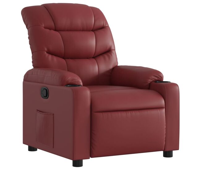 Sillón reclinable - sillón relax de cuero sintético rojo tinto