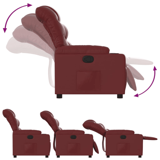 Poltrona reclinável - Poltrona relax couro artificial vermelho tinto