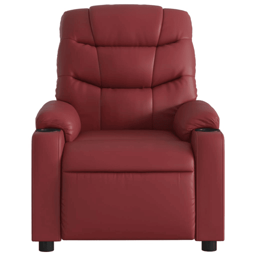 Poltrona reclinável - Poltrona relax couro artificial vermelho tinto