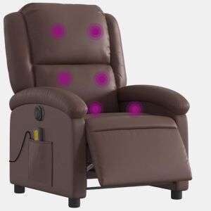 Poltrona massagens reclinável - Poltrona relax elétrica couro artif. castanho