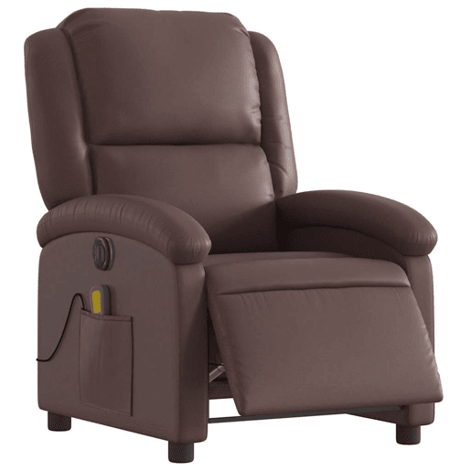 Poltrona massagens reclinável - Poltrona relax elétrica couro artif. castanho