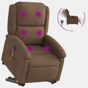 Poltrona elétrica elevatória massagens - Poltrona relax tecido castanho