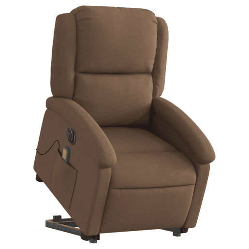 Poltrona elétrica elevatória massagens - Poltrona relax tecido castanho
