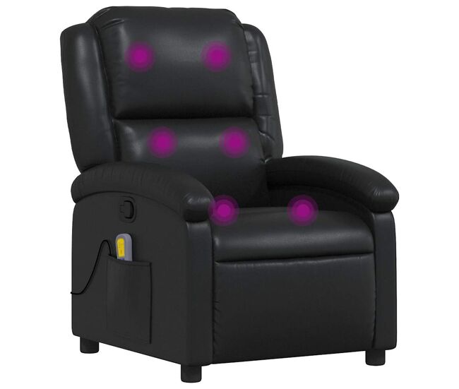 Sillón de masaje reclinable - sillón relax cuero sintético negro