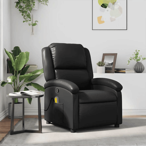 Poltrona de massagens reclinável - Poltrona relax couro artificial preto