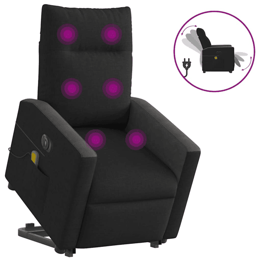 Poltrona elétrica elevatória massagens - Poltrona relax tecido preto