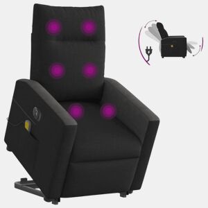 Poltrona elétrica elevatória massagens - Poltrona relax tecido preto