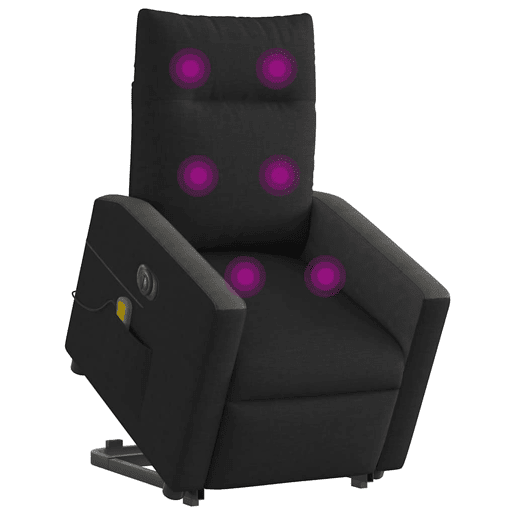 Poltrona elétrica elevatória massagens - Poltrona relax tecido preto
