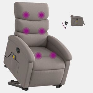 Poltrona elétrica elevatória massagens - Poltrona relax tecido cinza-acastanhado