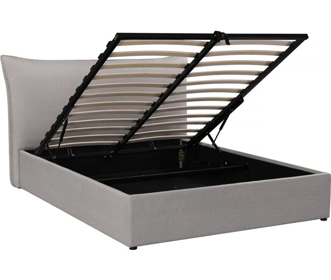 Cama doble con almacenaje "megeve" 160 x 200 cm - gris