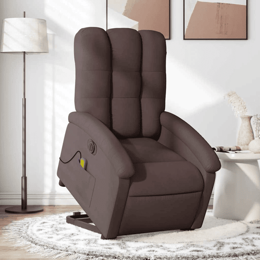 Poltrona elétrica massagens - Poltrona relax tecido castanho-escuro