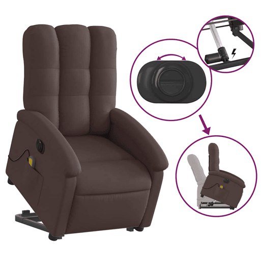 Poltrona elétrica massagens - Poltrona relax tecido castanho-escuro