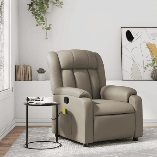 Poltrona de massagens reclinável - Poltrona relax couro artificial cappuccino