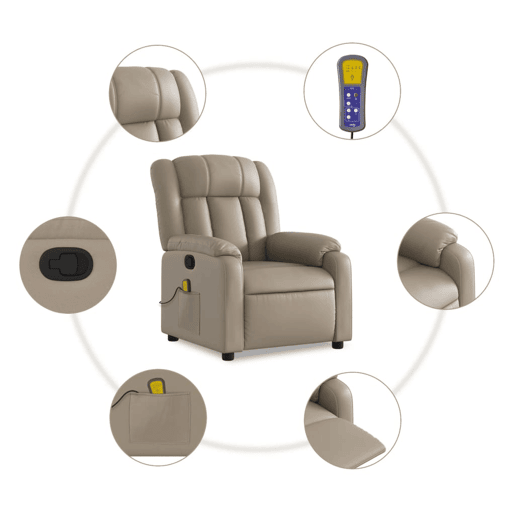 Poltrona de massagens reclinável - Poltrona relax couro artificial cappuccino