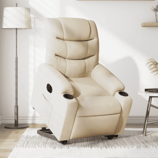 Poltrona reclinável - Poltrona relax elétrica tecido cor creme