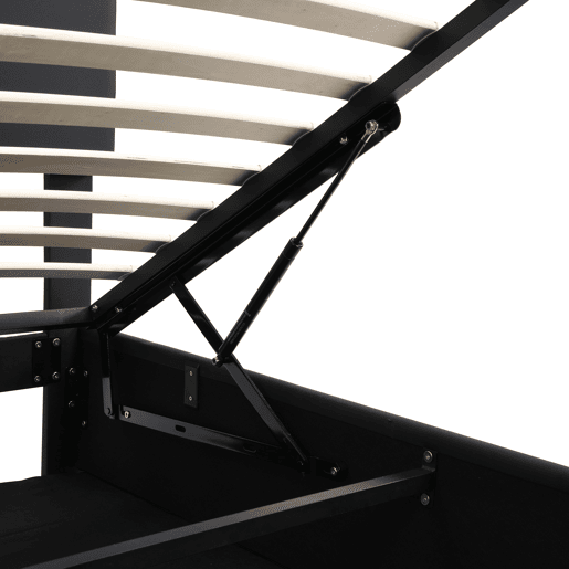 Cama de casal 140x200 cm - Estofada com LED, encosto e função hidráulica - Preto