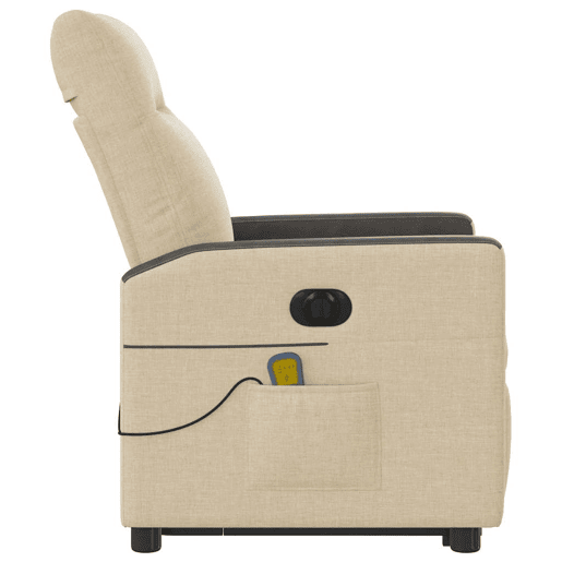 Poltrona elétrica elevatória massagens - Poltrona relax tecido creme Poltrona elétrica elevatória massagens - Poltrona relax tecido creme