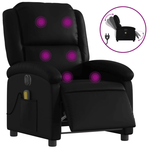 Poltrona massagens reclinável - Poltrona relax elétrica couro artificial preto