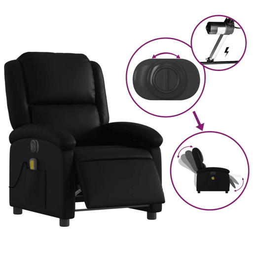 Poltrona massagens reclinável - Poltrona relax elétrica couro artificial preto