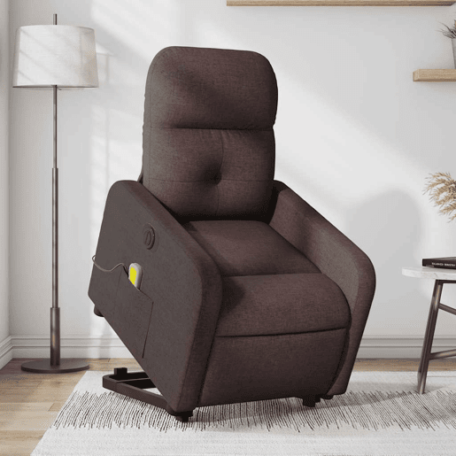 Poltrona elétrica massagens - Poltrona relax tecido castanho-escuro